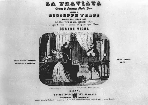 Copertina dello spartito della prima edizione de La traviata di Giuseppe Verdi, XIX secolo