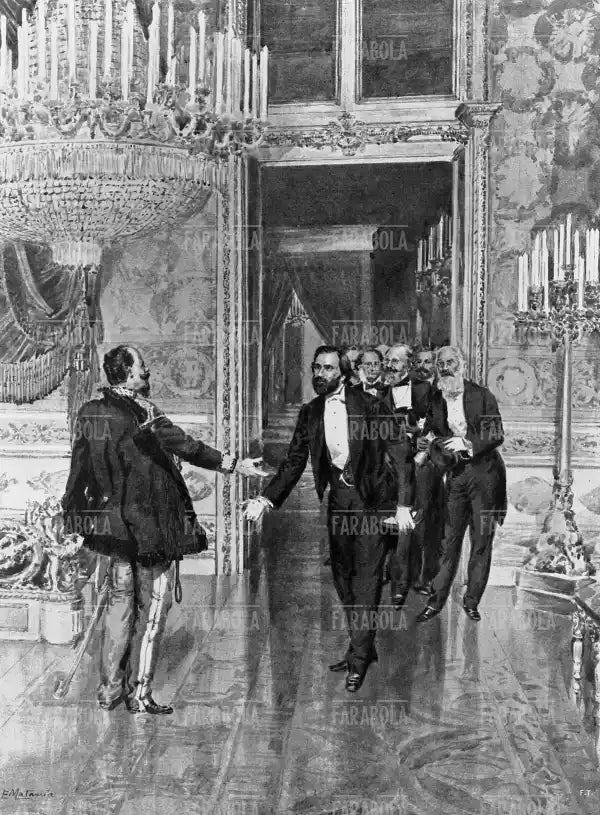 Vittorio Emanuele II riceve una delegazione parmense guidata da Giuseppe Verdi, 1859