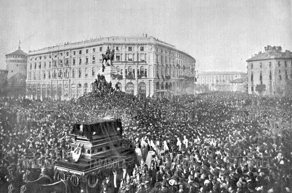 Corteo funebre per Giuseppe Verdi e Giuseppina Strepponi, Traslazione alla Casa di Riposo per Musicisti, Milano, 1901
