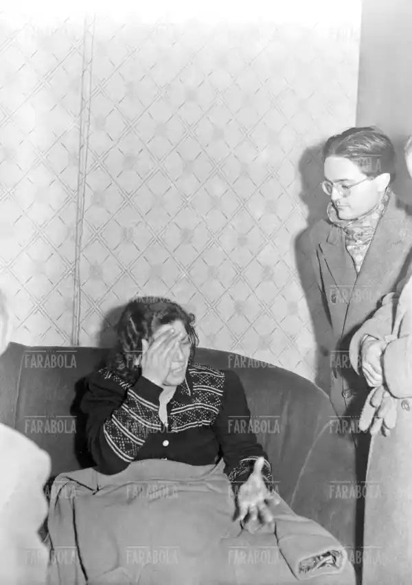 Rina Fort con il giornalista Gip Tortorella, Delitto di Via San Gregorio, Milano, 1946