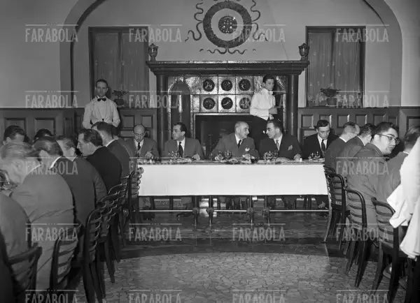 Giorgio Brustio, Aldo Borletti e Umberto Brustio, Ristorante Giannino, Milano, 1951