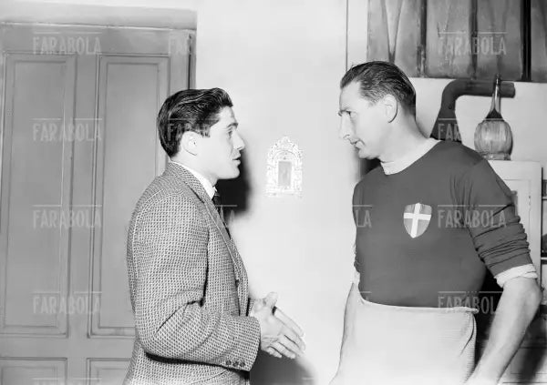 Silvio Piola e Mario Renosto, Partita Novara-Triestina, Novara, 1951