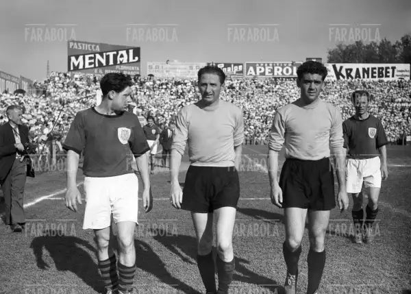 Silvio Piola e Carlo Annovazzi, Amichevole Italia-FSV Frankfurt, Padova, 1952