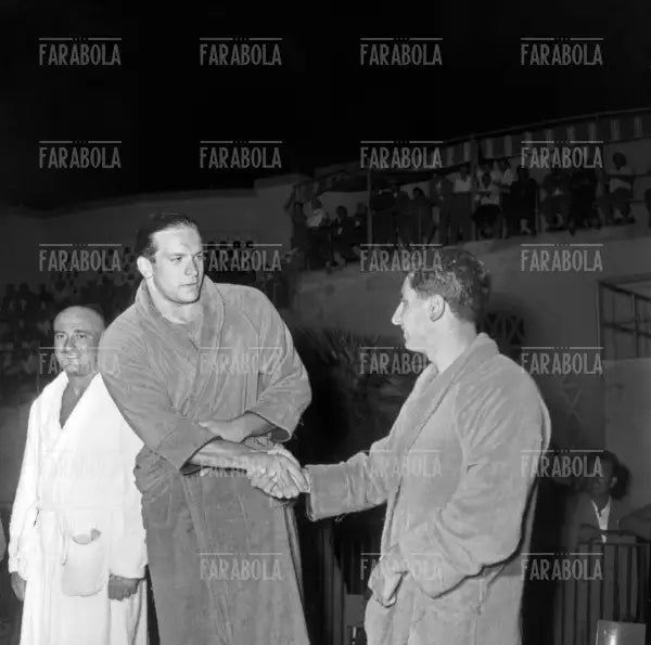 Carlo Pedersoli (Bud Spencer) e Alfonso Buonocore, Campionati Italiani di nuoto, Roma, 1953