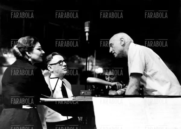 Maria Callas e Victor de Sabata in sala d'incisione per Tosca, Milano, 1953