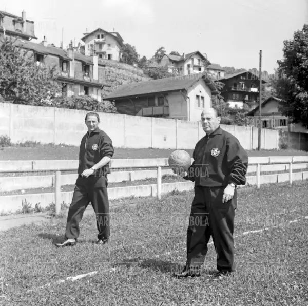 Lajos Czeizler e Silvio Piola, Ritiro della Nazionale ai Mondiali di calcio, Vevey, 1954