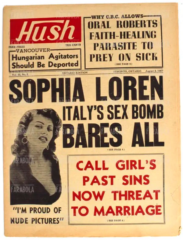 Sophia Loren, Copertina di Hush, 1957