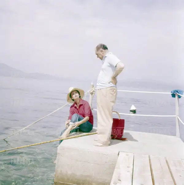 Sophia Loren e il marito Carlo Ponti in vacanza, Saint-Tropez, 1958