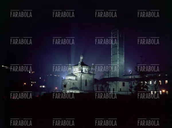 Basilica di Sant'Eustorgio di notte, Milano, anni 60