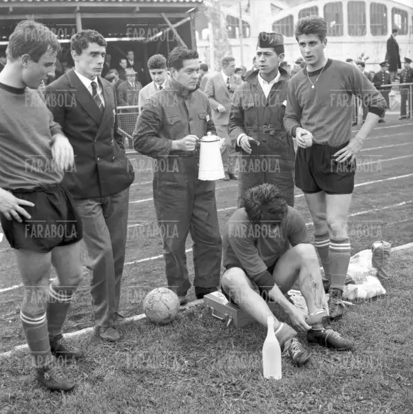 Ferrini, Mora, Sivori e Rivera in allenamento, Mondiali di calcio del Cile, Santiago del Cile, 1962