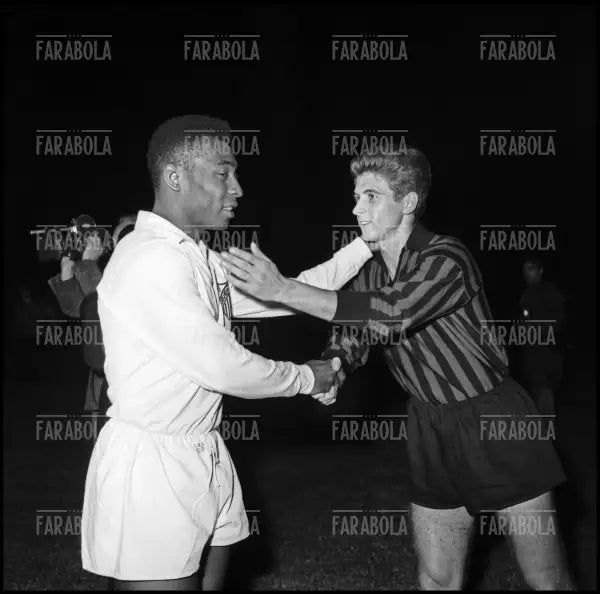 Pelé e Gianni Rivera, Coppa Intercontinentale Milan-Santos, Milano, 1963
