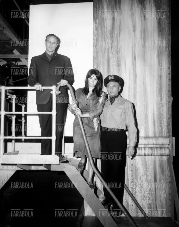 Marlon Brando, Janet Margolin e Yul Brynner sul set, Film Morituri, 1965