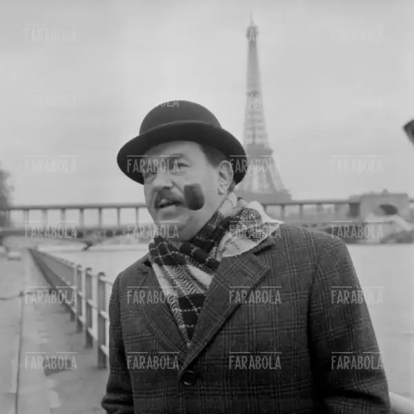 Gino Cervi durante la lavorazione de Le inchieste del commissario Maigret, Parigi, 1966