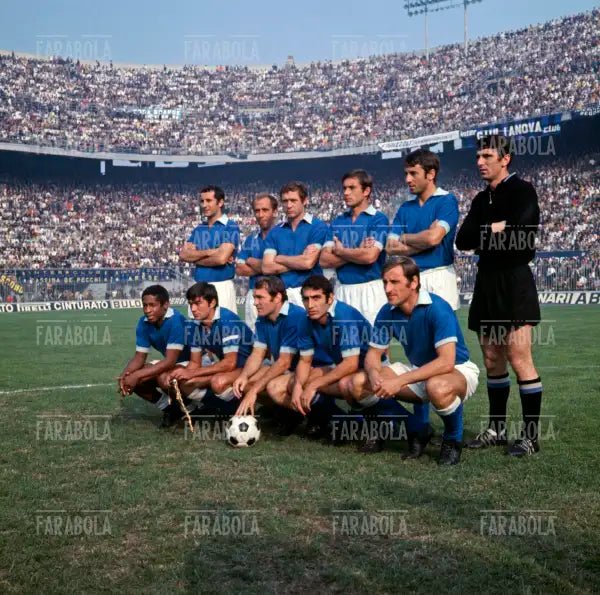 Squadra del Napoli con Dino Zoff, Ottavio Bianchi e José Altafini, Partita Inter-Napoli, Milano, 1968