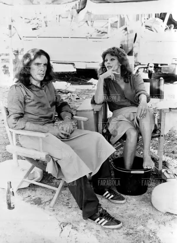 Sophia Loren e Roy Alon sul set, Film Bocca da fuoco, Caraibi, 1978