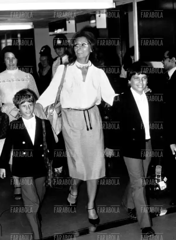 Sophia Loren con i figli Carlo ed Edoardo, 1980