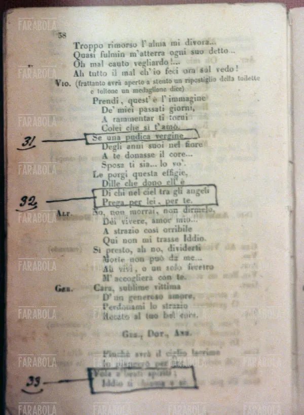 Libretto censurato de La traviata, Mostra Giuseppe Verdi: l'uomo, l'opera, il mito, Milano, 2000