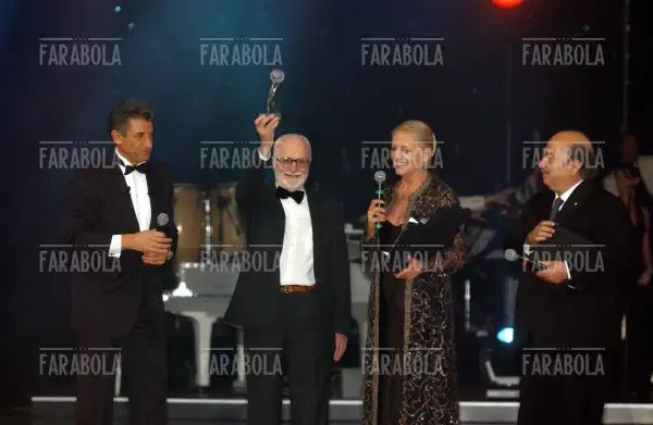 Ezio Greggio, Mario Monicelli, Virna Lisi e Lino Banfi, Festival della Commedia, Montecarlo, 2003