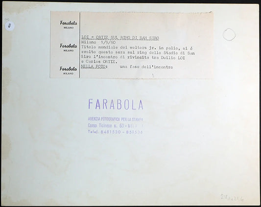 Pugilato Duilio Loi vs Carlos Ortiz 1960 Ft 425 - Stampa 21x27 cm - Farabola Stampa ai sali d'argento