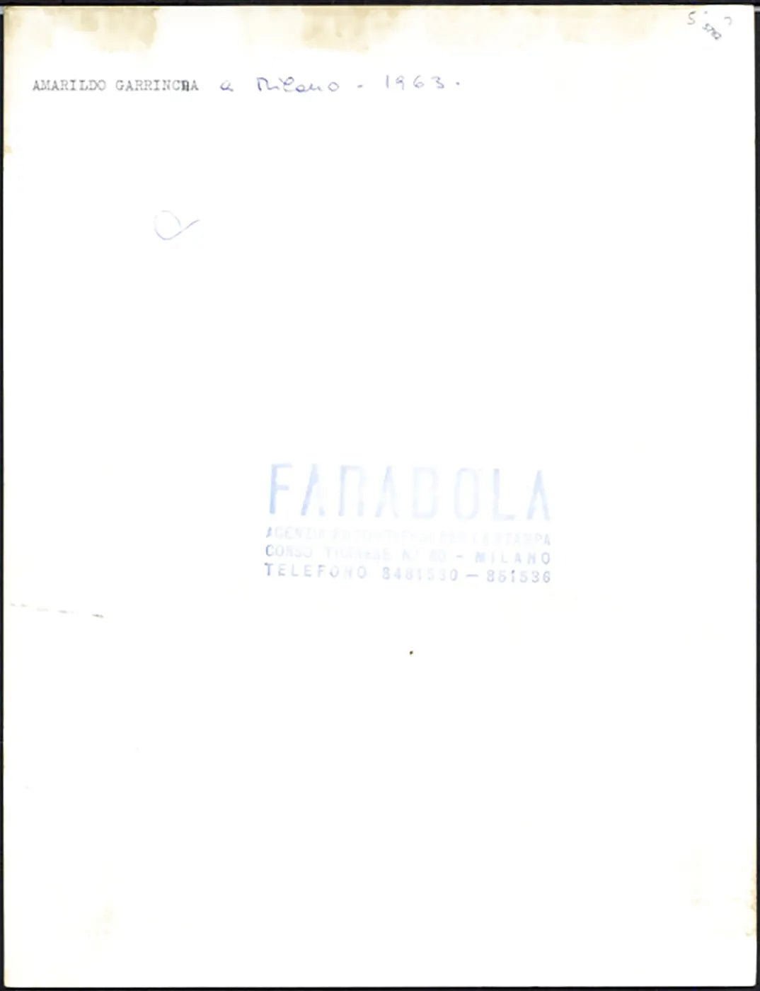 Amarildo e Garrincha a Milano 1963 Ft 5782 - Stampa 21x27 cm - Farabola Stampa ai sali d'argento