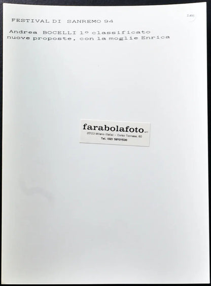 Andrea Bocelli Festival di Sanremo 1994 Ft 2495 - Stampa 24x18 cm - Farabola Stampa ai sali d'argento