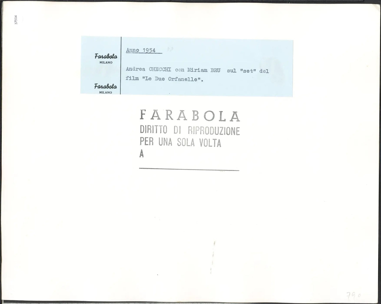Andrea Checchi e Miriam Bru 1954 Ft 37504 - Stampa 24x30 cm - Farabola Stampa ai sali d'argento