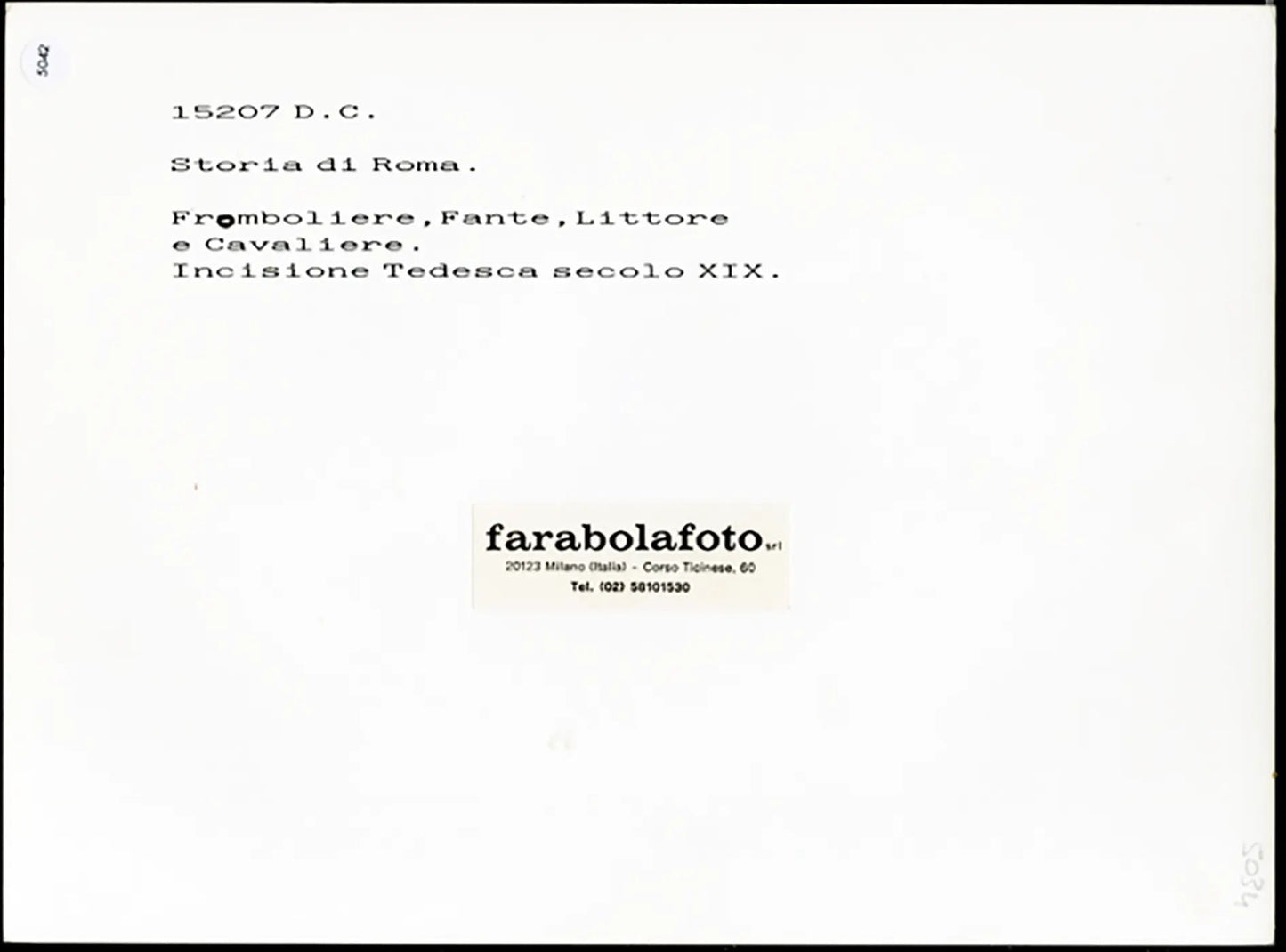 Antica Roma Fromboliere, Fante, Littore e cavaliere Ft 5042 - Stampa 24x18 cm - Farabola Stampa ai sali d'argento (anni 90)