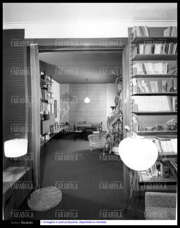 Arredamento allestito dall'architetto Tilohe, Milano, 1960 - Farabola Immagine digitale