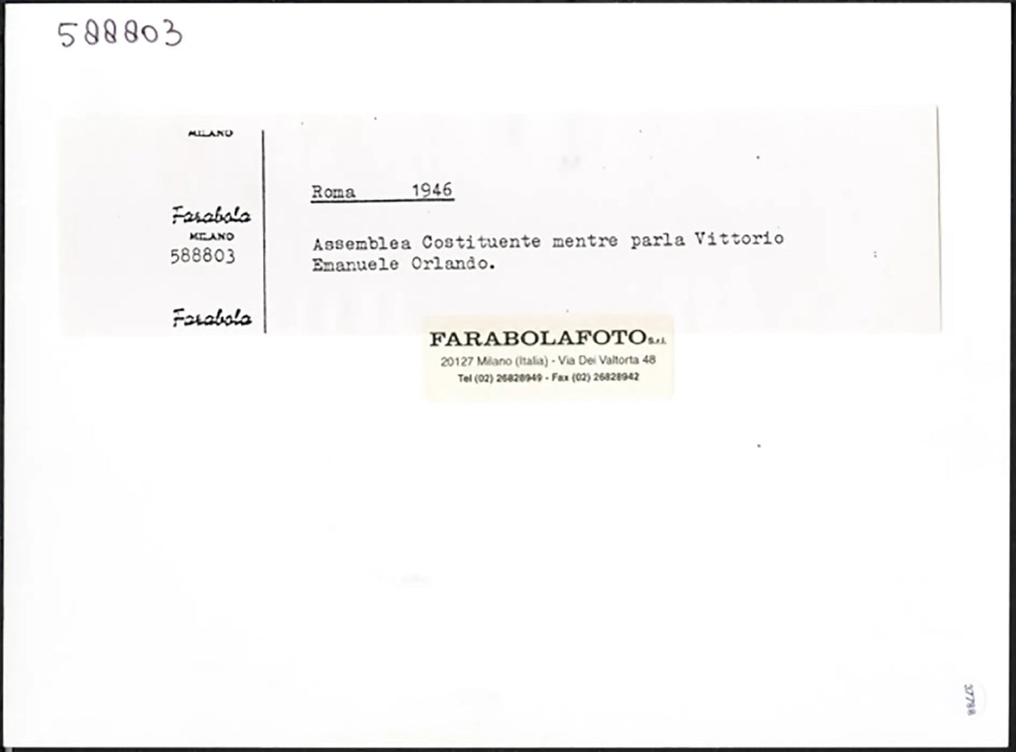 Assemblea Costituente 1946 Ft 37788 - Stampa 24x18 cm - Farabola Stampa ai sali d'argento (anni 90)