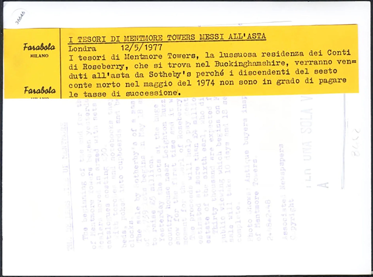Asta di Mentmore Towers 1977 Ft 36646 - Stampa 20x12 cm - Farabola Stampa ai sali d'argento