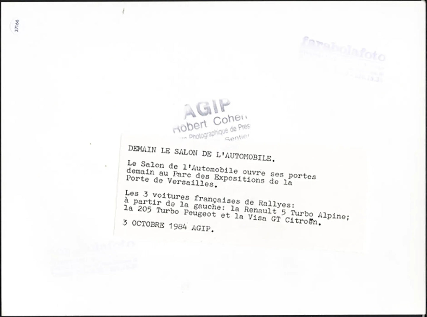 Auto da Rally Salone Auto Parigi 1984 Ft 37166 - Stampa 24x18 cm - Farabola Stampa ai sali d'argento