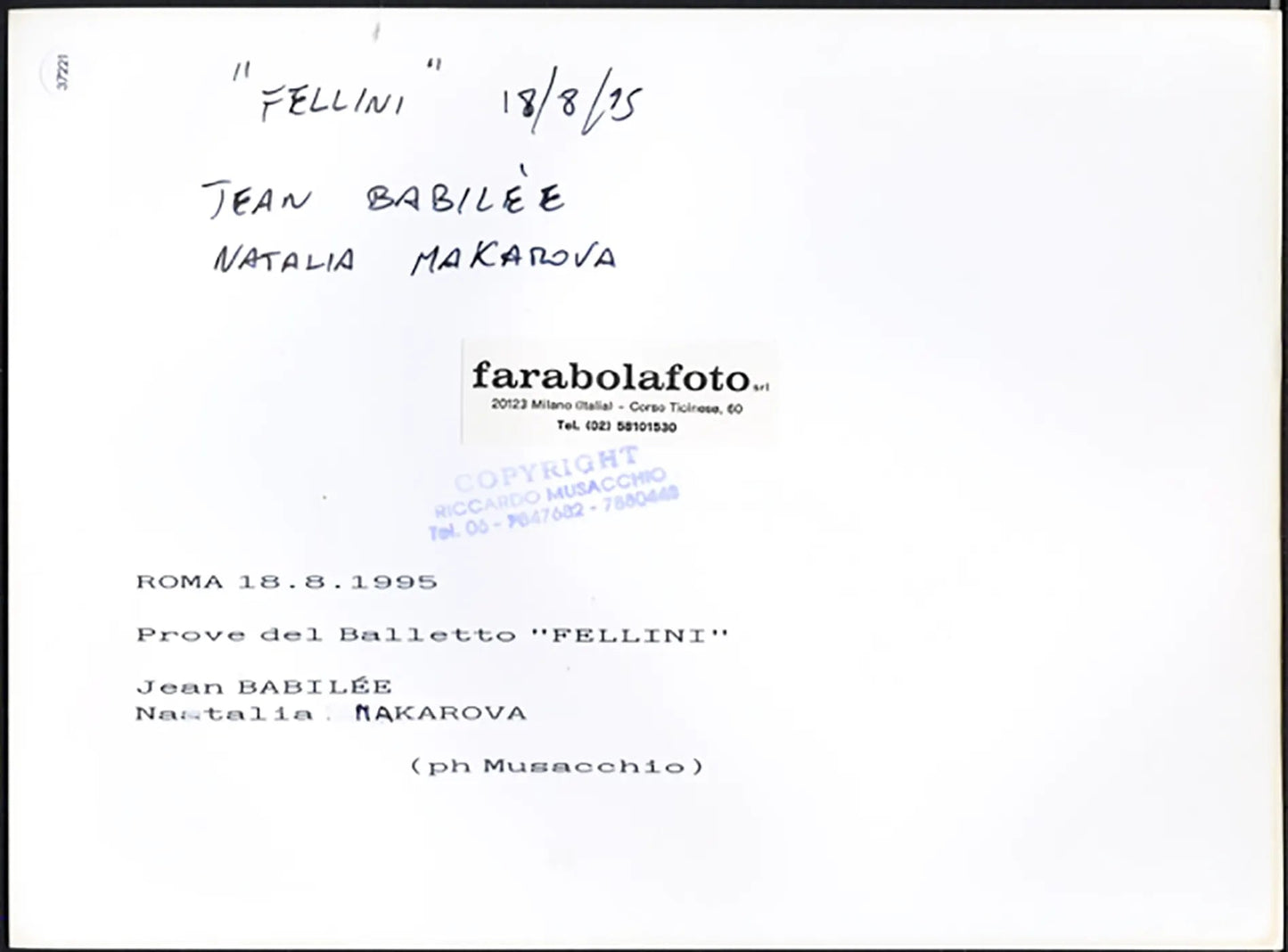 Babilée e Makarova balletto Fellini 1995 Ft 37221 - Stampa 24x18 cm - Farabola Stampa ai sali d'argento