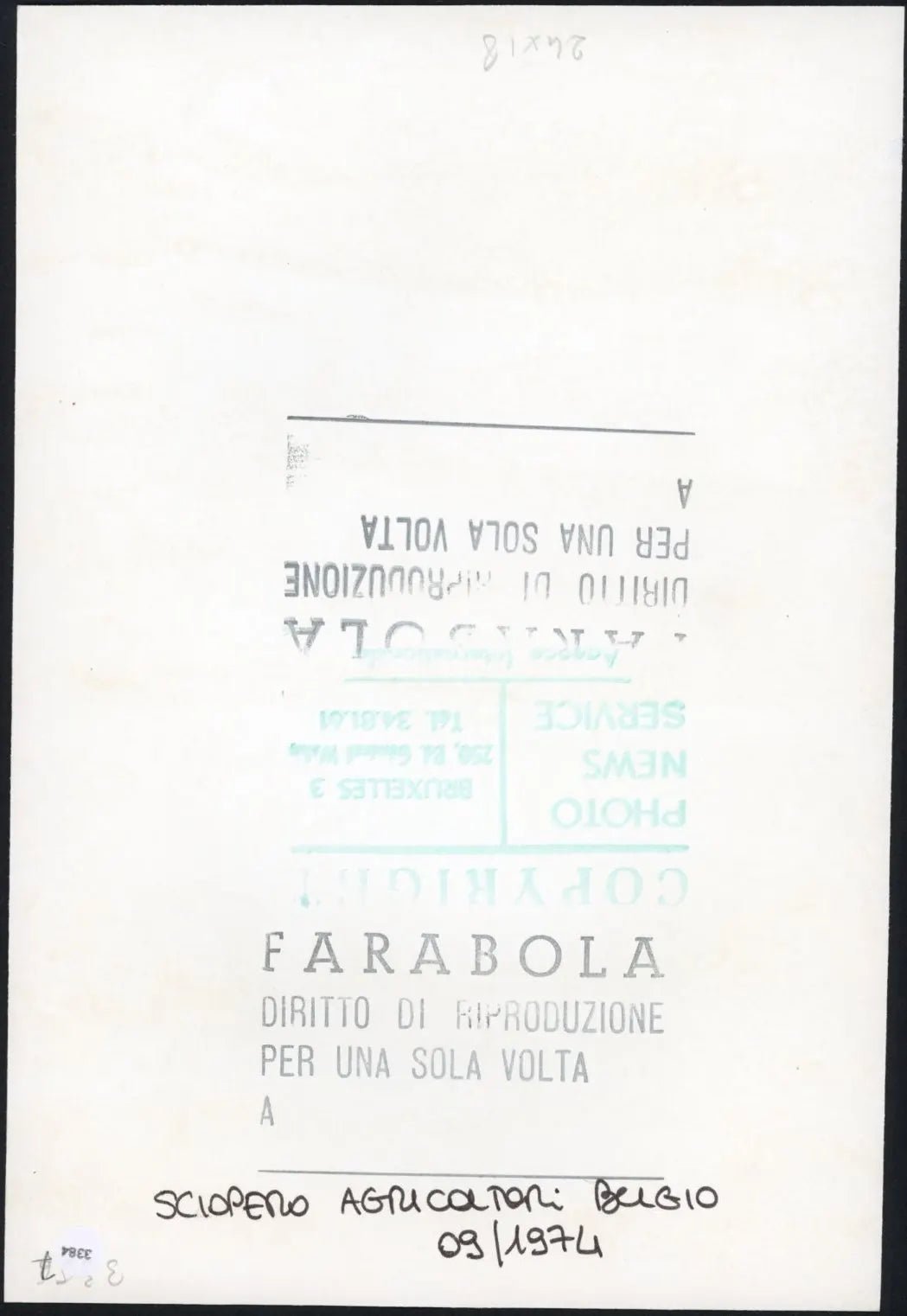 Belgio Sciopero agricoltori 1974 Ft 3384 - Stampa 24x18 cm - Farabola Stampa ai sali d'argento