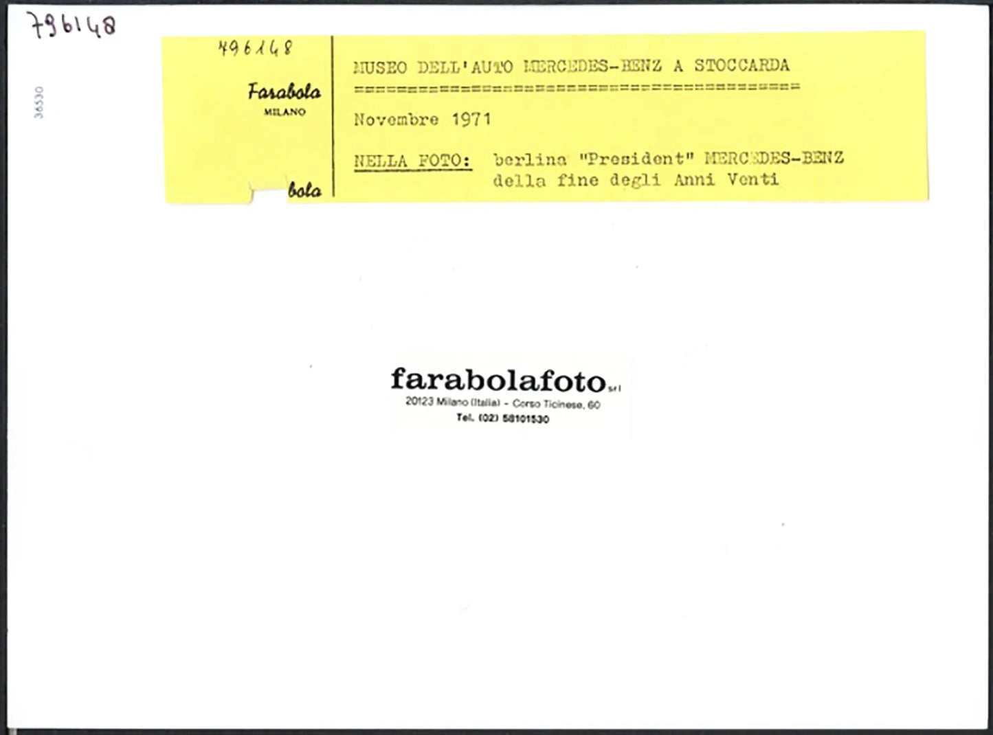 Berlina President Mercedes - Benz anni 20 Ft 36530 - Stampa 24x18 cm - Farabola Stampa ai sali d'argento