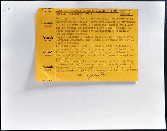 Bimbo precoce a Frattaminore 1970 Ft 2818 - Stampa 21x27 cm - Farabola Stampa ai sali d'argento