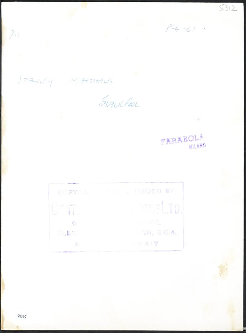 Blackpool Sir Stanley Matthews 1961 Ft 5106 - Stampa 20x15 cm - Farabola Stampa ai sali d'argento