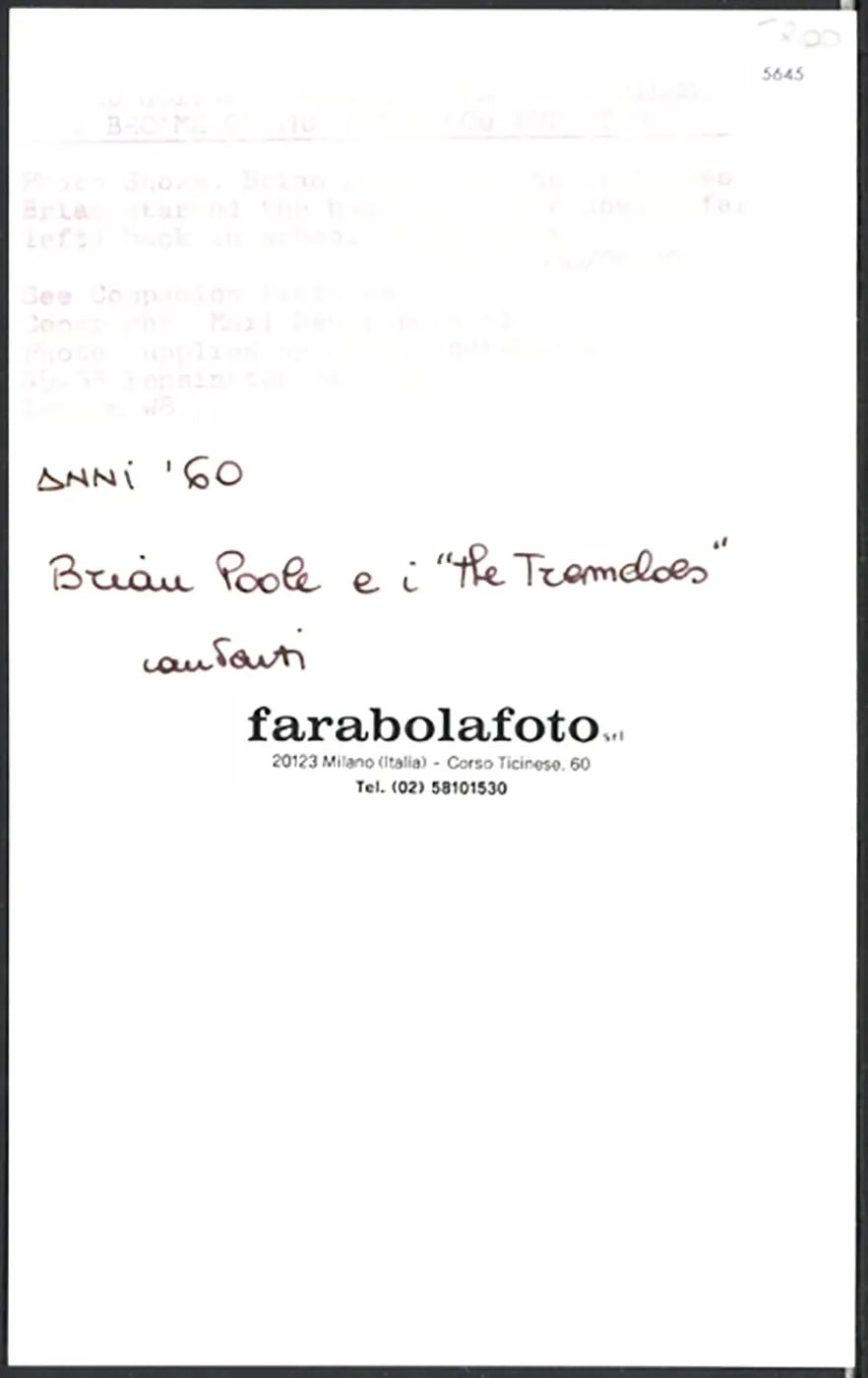 Brian Poole e i The Tremeloes anni 60 Ft 5645 - Stampa 20x12 cm - Farabola Stampa ai sali d'argento
