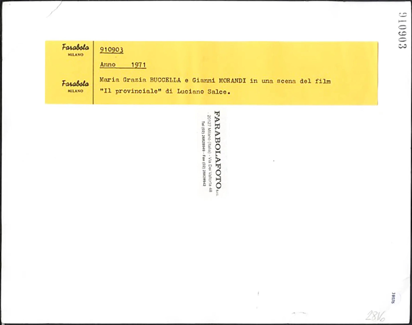 Buccella e Morandi nel film Il Provinciale 1971 Ft 38076 - Stampa 21x27 cm - Farabola Stampa ai sali d'argento