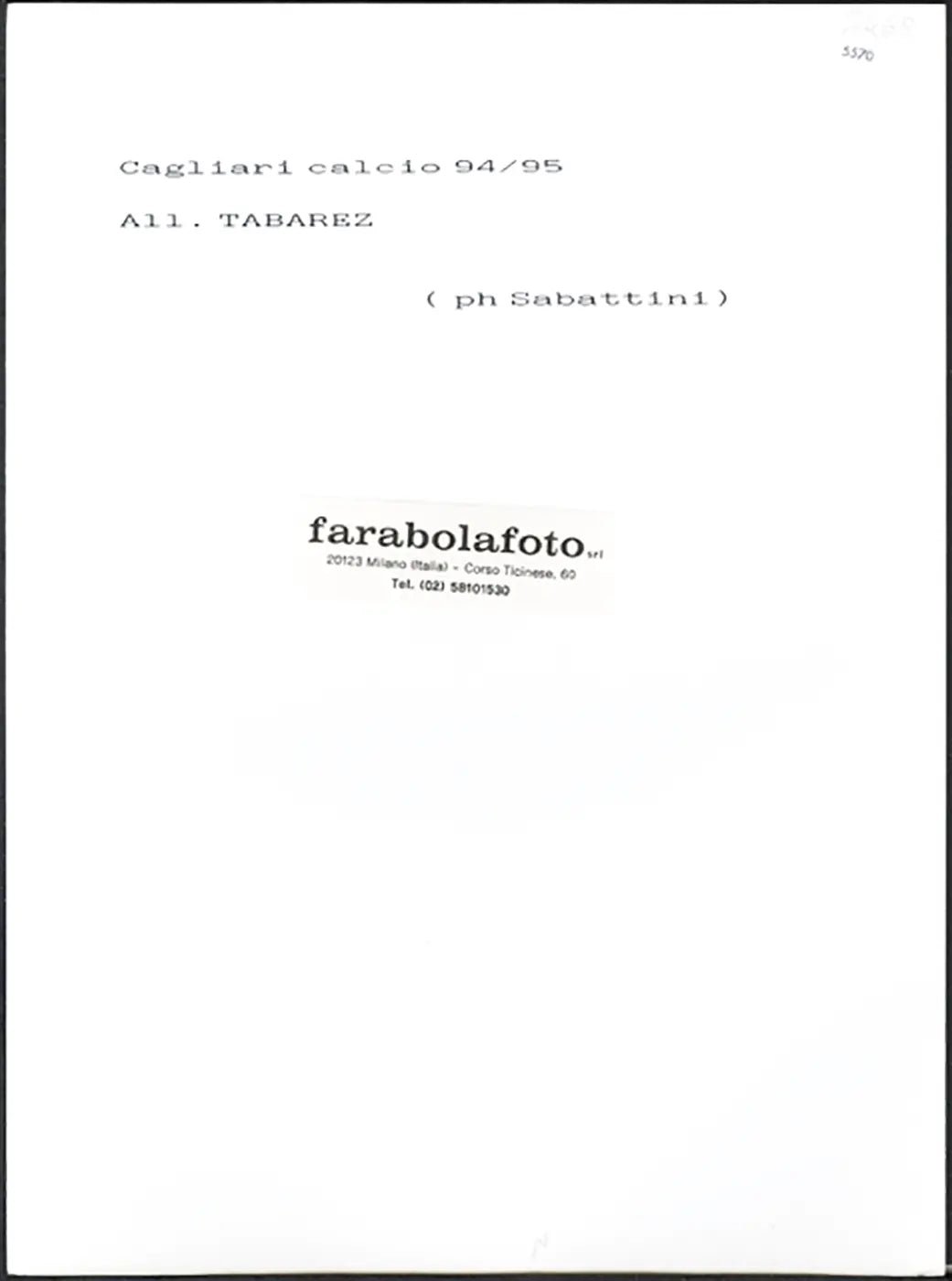 Cagliari Tabárez stagione 1994 - 1995 Ft 5570 - Stampa 24x18 cm - Farabola Stampa ai sali d'argento