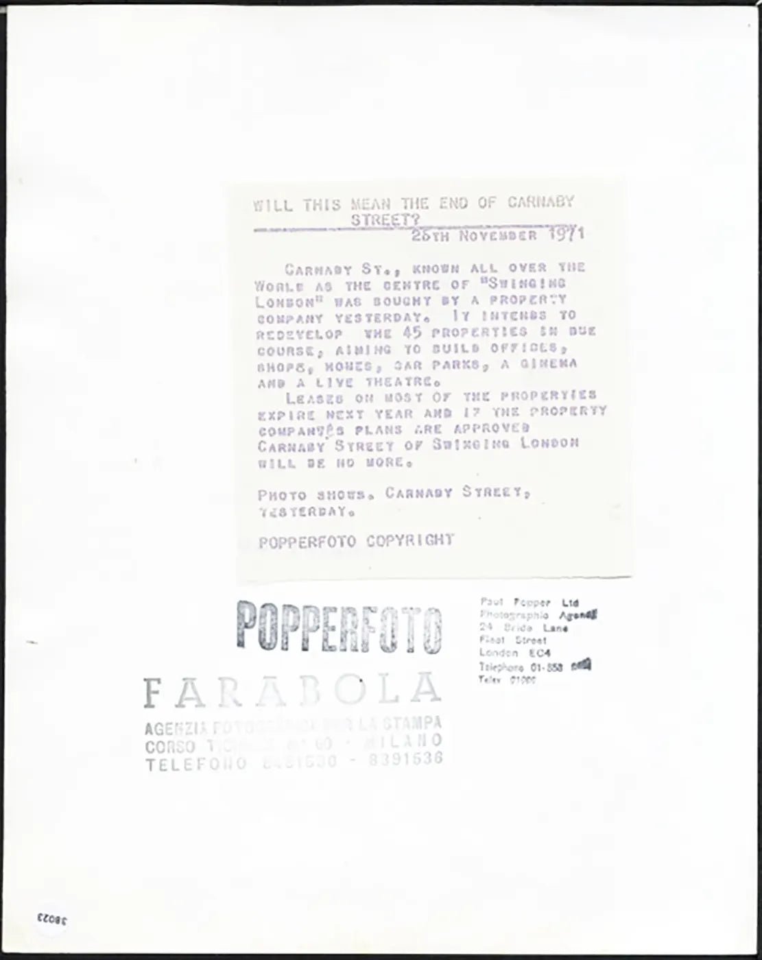 Carnaby Street Londra 1971 Ft 38023 - Stampa 20x25 cm - Farabola Stampa ai sali d'argento