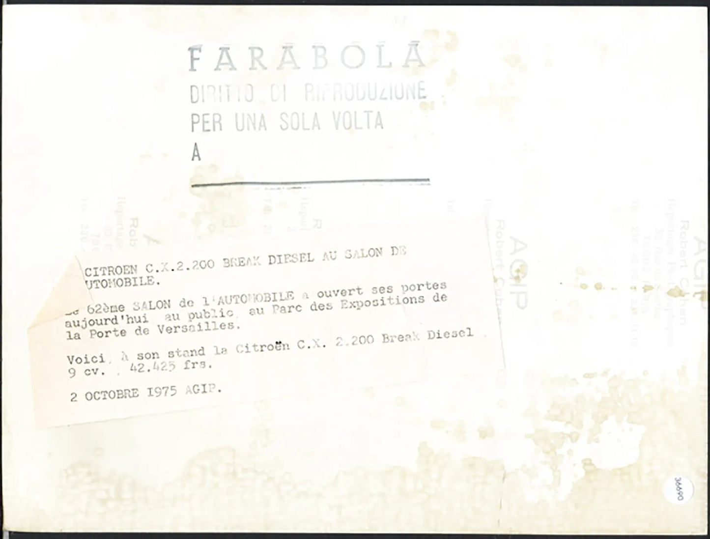 Citroën CX 2200 Salone Auto Parigi 1975 Ft 36690 - Stampa 24x18 cm - Farabola Stampa ai sali d'argento