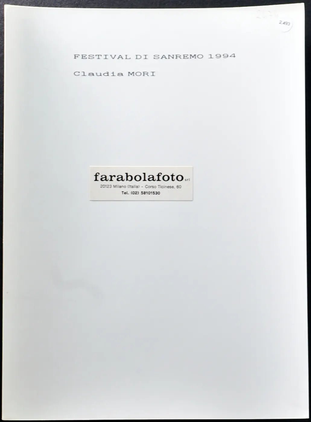 Claudia Mori Festival di Sanremo 1994 Ft 2493 - Stampa 24x18 cm - Farabola Stampa ai sali d'argento