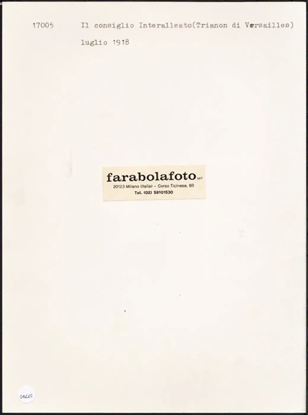 Consiglio Interalleato 1918 Ft 37790 - Stampa 24x18 cm - Farabola Stampa ai sali d'argento (anni 90)
