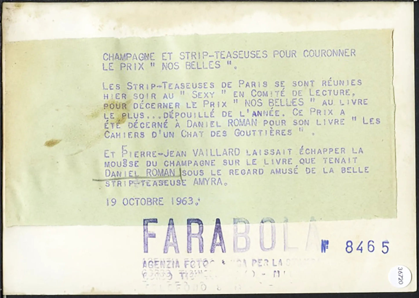 Daniel Roman e una spogliallerista 1963 Ft 36720 - Stampa 13x18 cm - Farabola Stampa ai sali d'argento