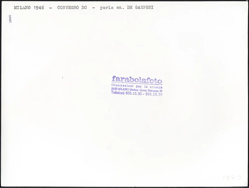 De Gasperi al Convegno DC 1946 Ft 37693 - Stampa 24x18 cm - Farabola Stampa ai sali d'argento