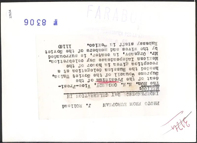 Delegazione russa a un ricevimento in Messico 1960 Ft 37634 - Stampa 16x11 cm - Farabola Stampa ai sali d'argento