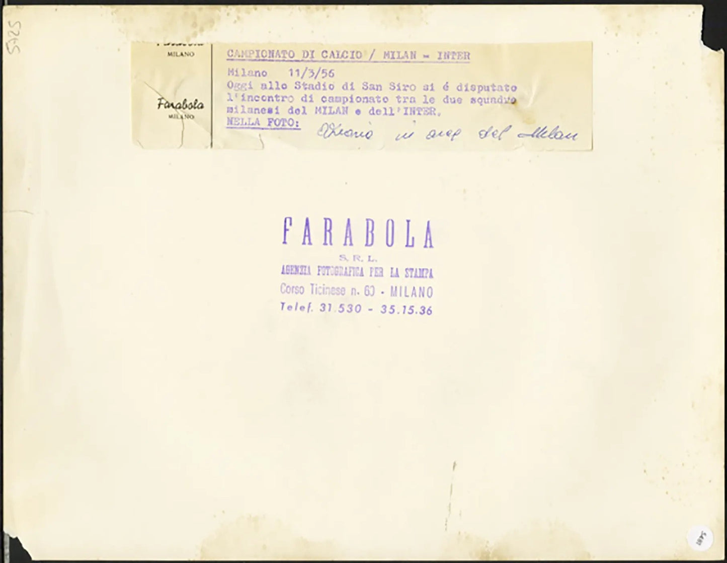 Derby Inter vs Milan 1956 Ft 5481 - Stampa 21x27 cm - Farabola Stampa ai sali d'argento