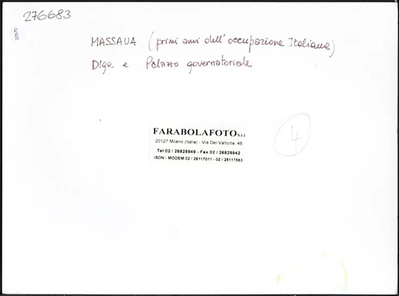 Diga e Palazzo a Massaua fine '800 Ft 37670 - Stampa 24x18 cm - Farabola Stampa ai sali d'argento (anni 90)