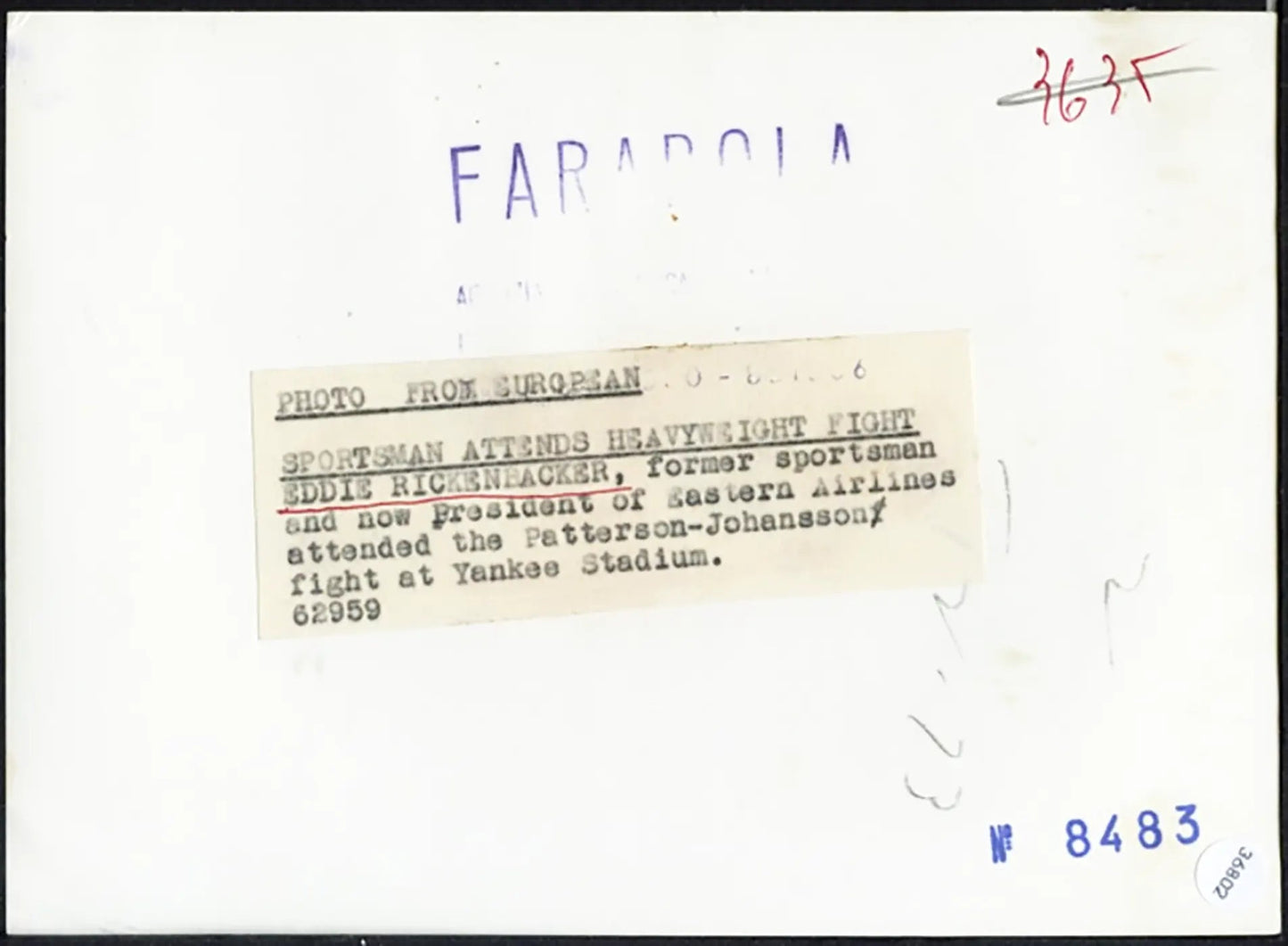 Eddie Rickenbacker Eastern Airlines 1959 Ft 36802 - Stampa 13x18 cm - Farabola Stampa ai sali d'argento
