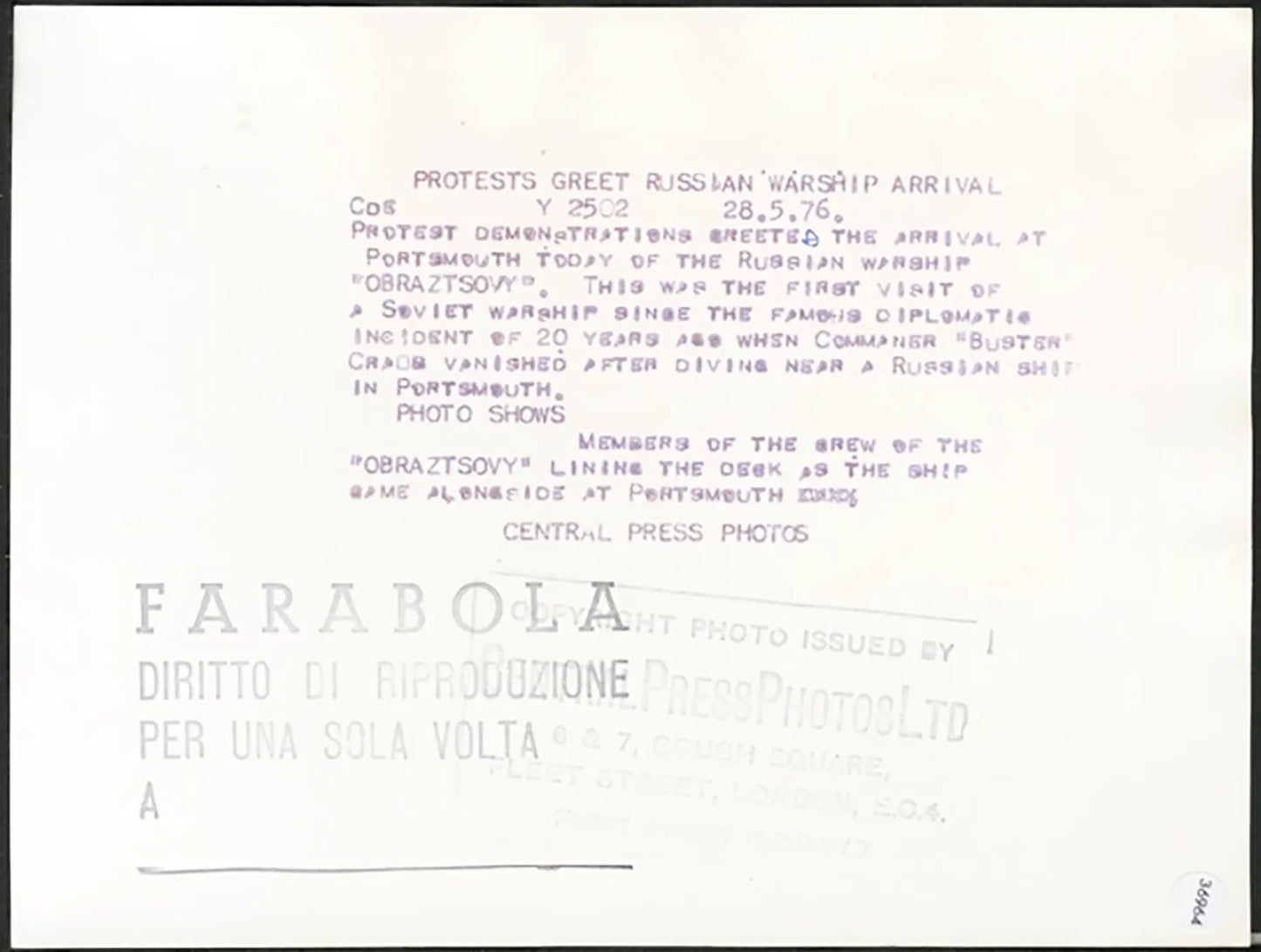 Equipaggio nave da guerra sovietica 1976 Ft 36964 - Stampa 20x15 cm - Farabola Stampa ai sali d'argento